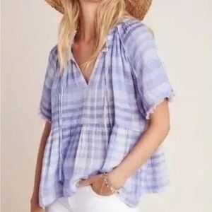 Pilcro by Anthropologie purple plaid Peplum Blouse - size XS perfect condition